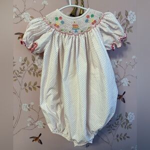 CW Birthday Smocked Bubble polka dots